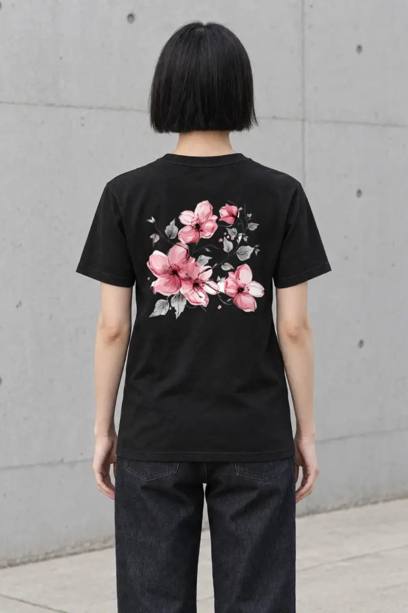 "Pink Branch Elegance" Heavyweight Unisex Crewneck T-shirt | Gildan 5000