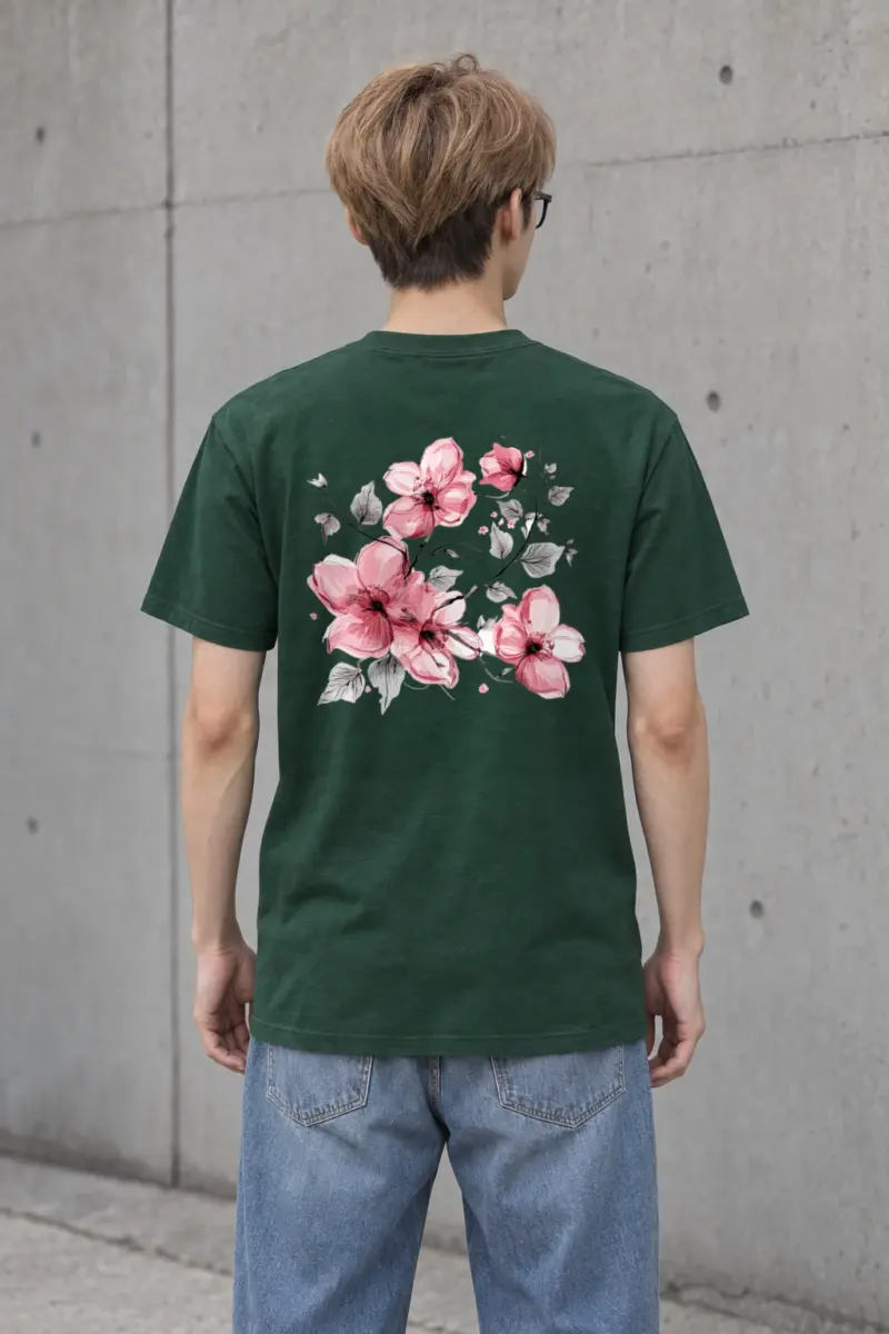 "Pink Branch Elegance" Heavyweight Unisex Crewneck T-shirt