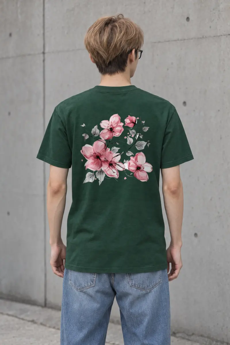 "Pink Branch Elegance" Heavyweight Unisex Crewneck T-shirt