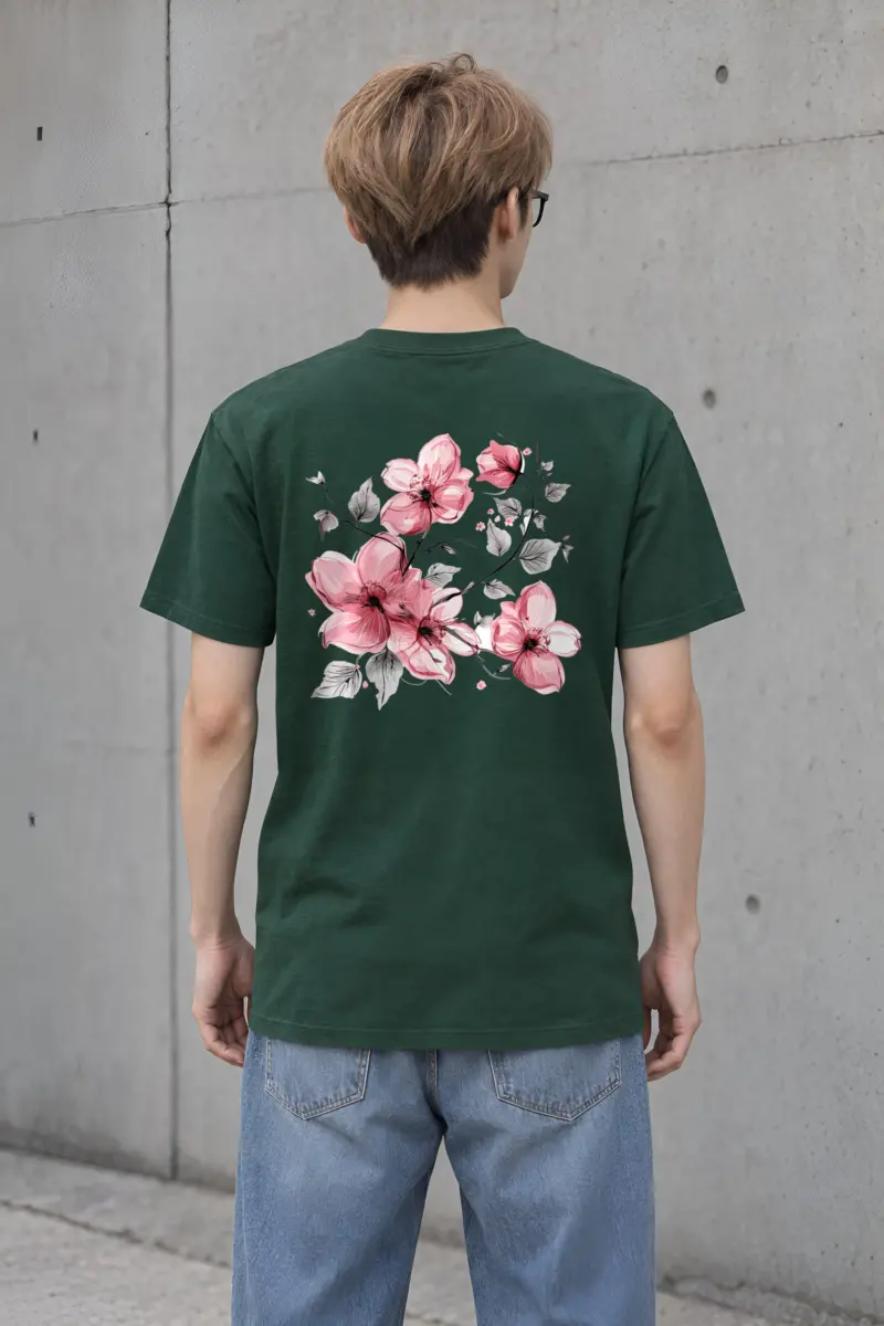 "Pink Branch Elegance" Heavyweight Unisex Crewneck T-shirt