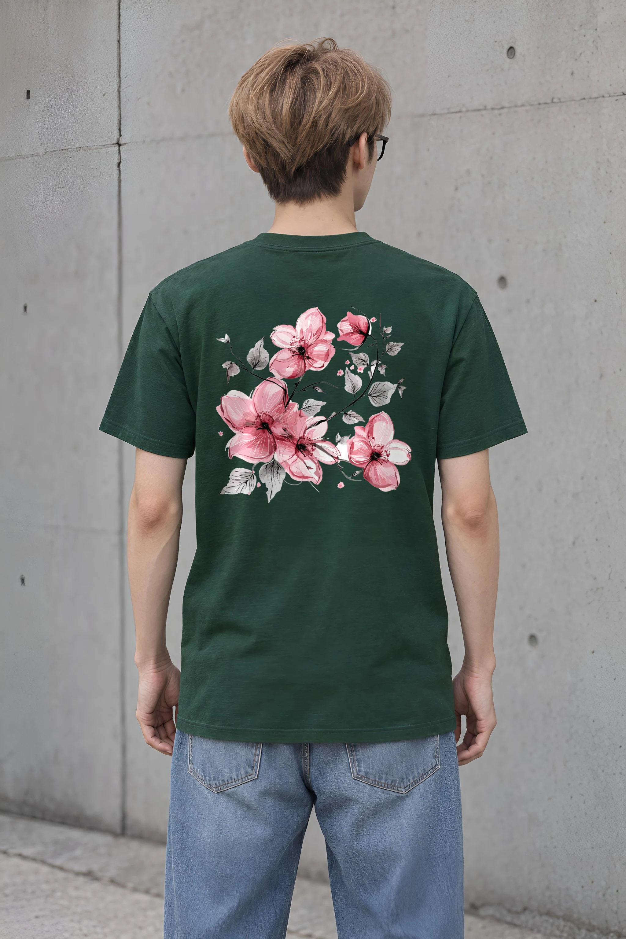 "Pink Branch Elegance" Heavyweight Unisex Crewneck T-shirt