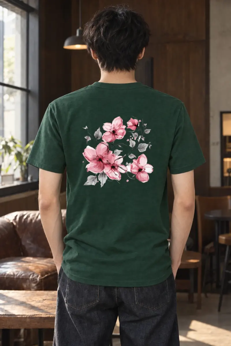 "Pink Branch Elegance" Heavyweight Unisex Crewneck T-shirt