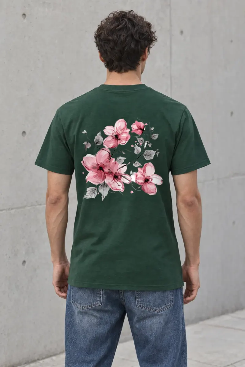 "Pink Branch Elegance" Heavyweight Unisex Crewneck T-shirt | Gildan 5000
