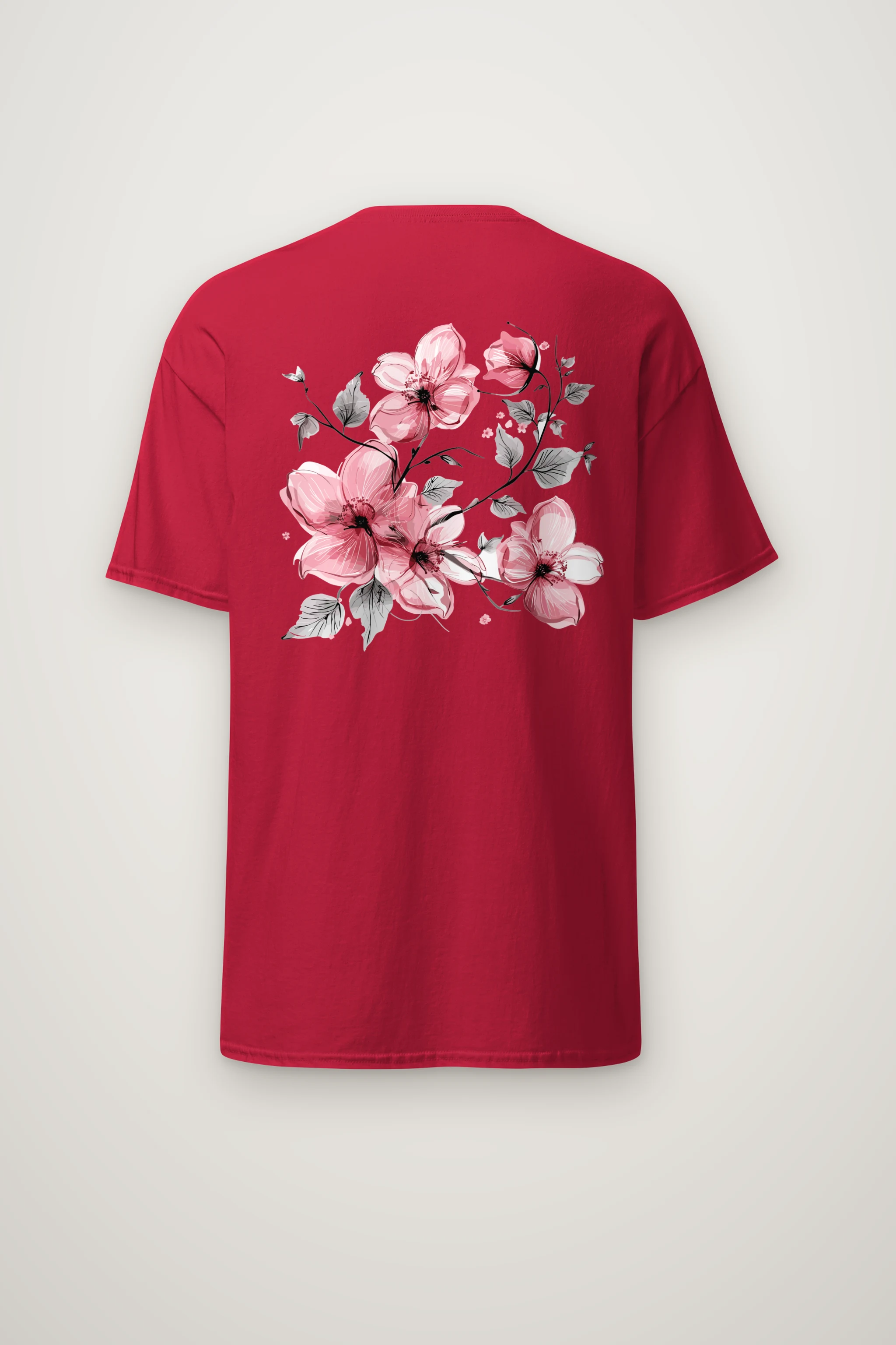 "Pink Branch Elegance" Heavyweight Unisex Crewneck T-shirt