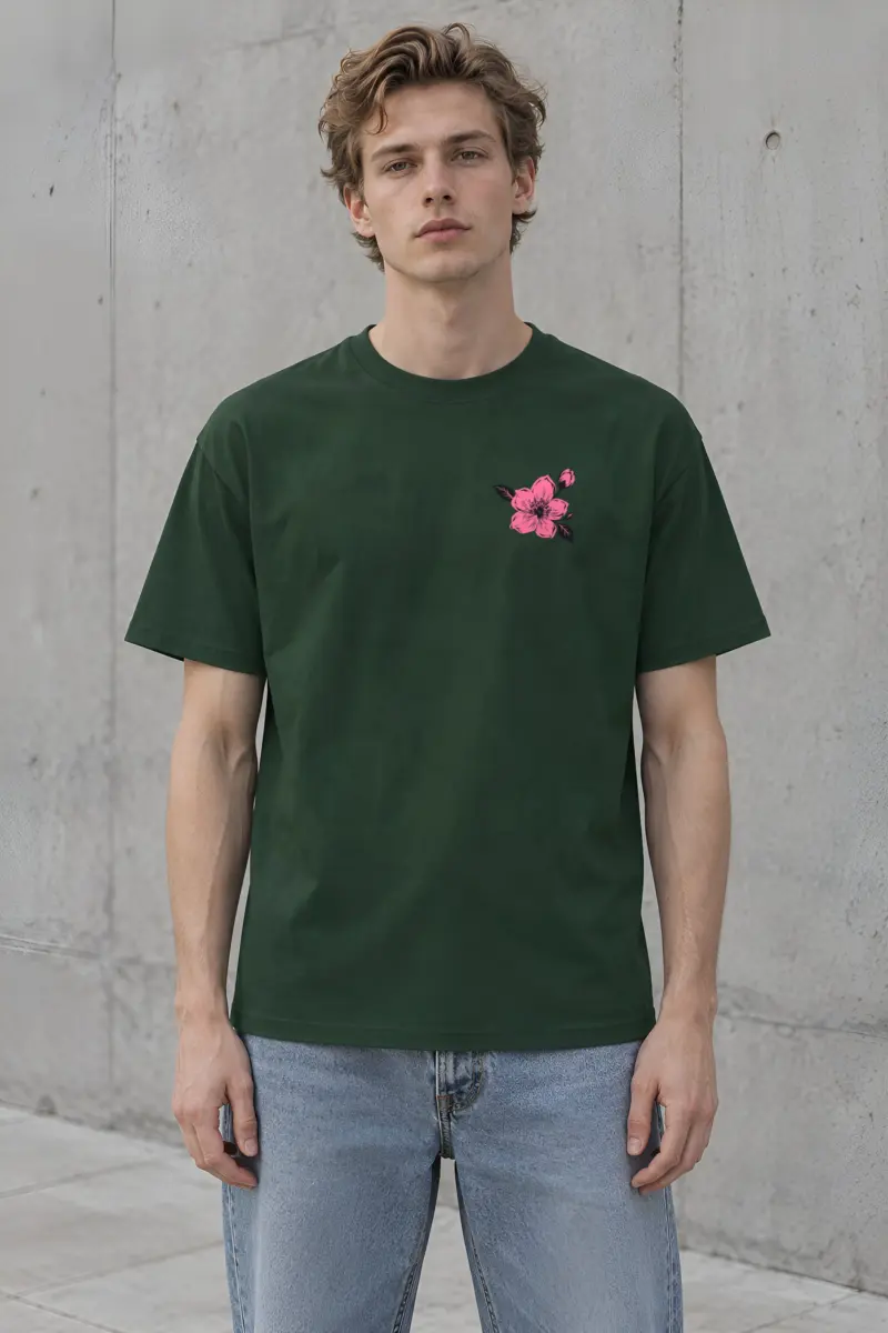 "Pink Branch Elegance" Heavyweight Unisex Crewneck T-shirt