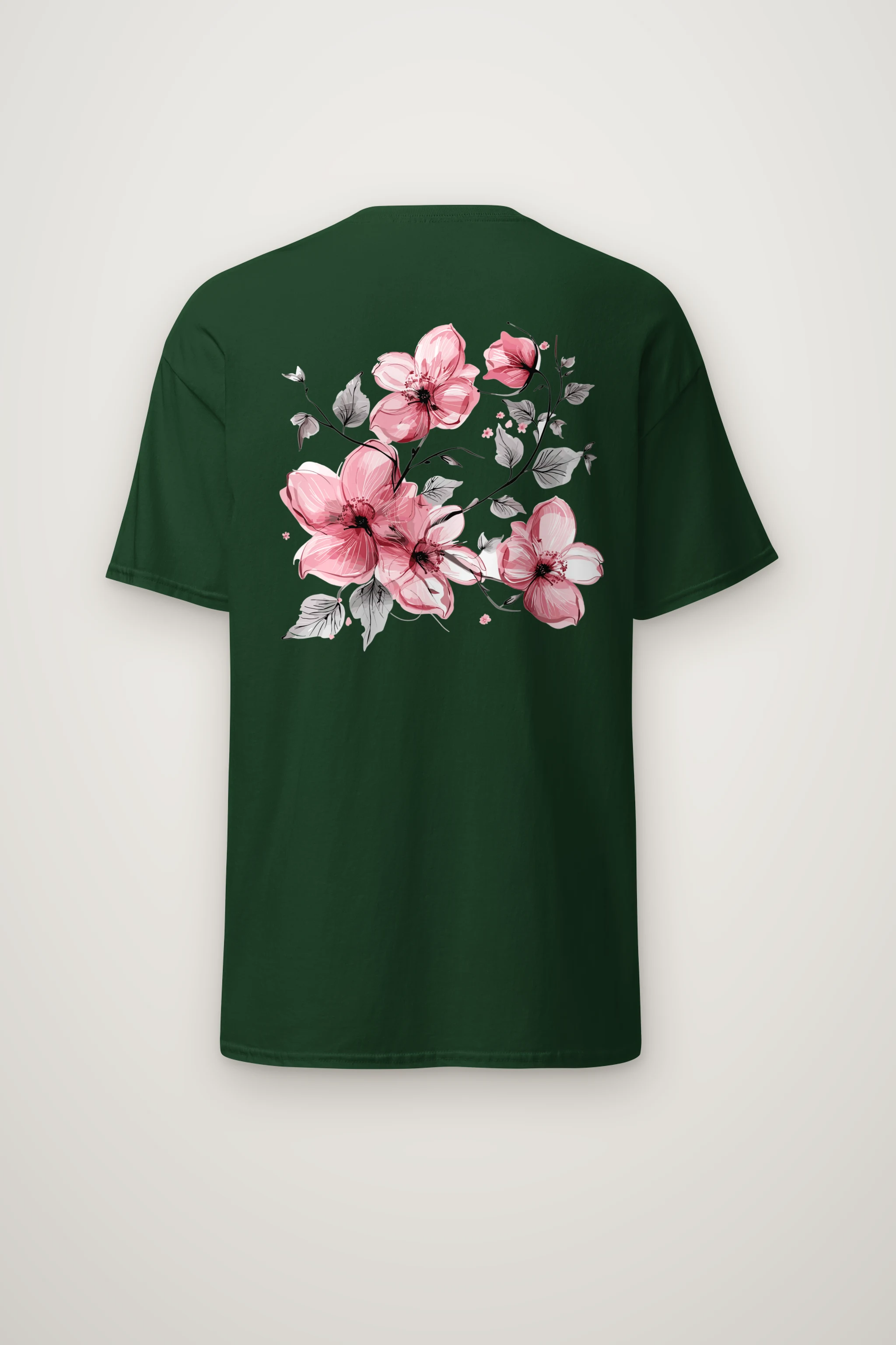 "Pink Branch Elegance" Heavyweight Unisex Crewneck T-shirt