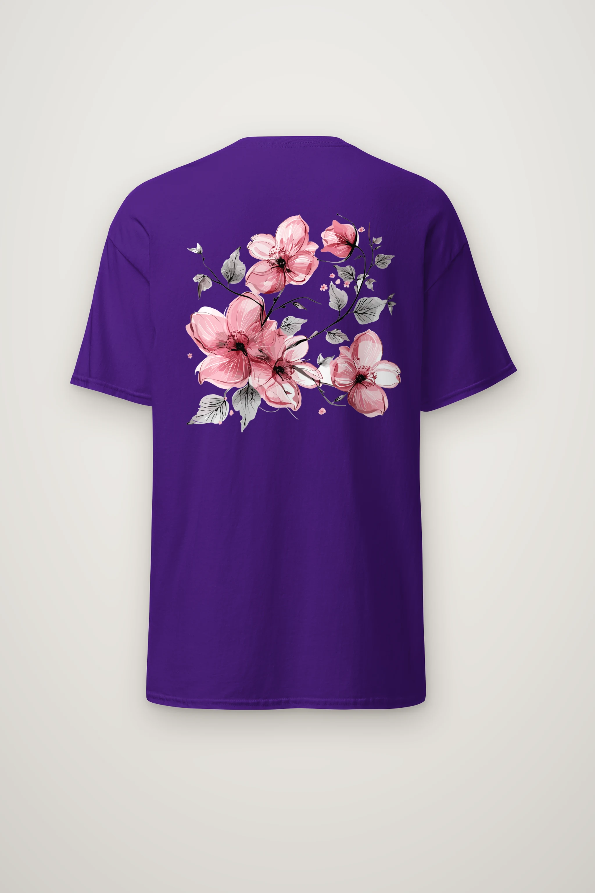 "Pink Branch Elegance" Heavyweight Unisex Crewneck T-shirt