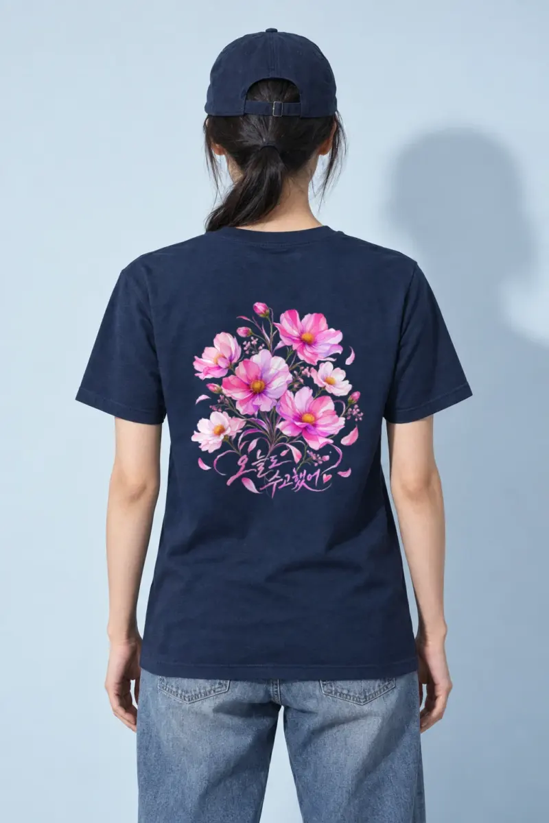 "Pink Cosmos Bouquet" Heavyweight Unisex Crewneck T-shirt