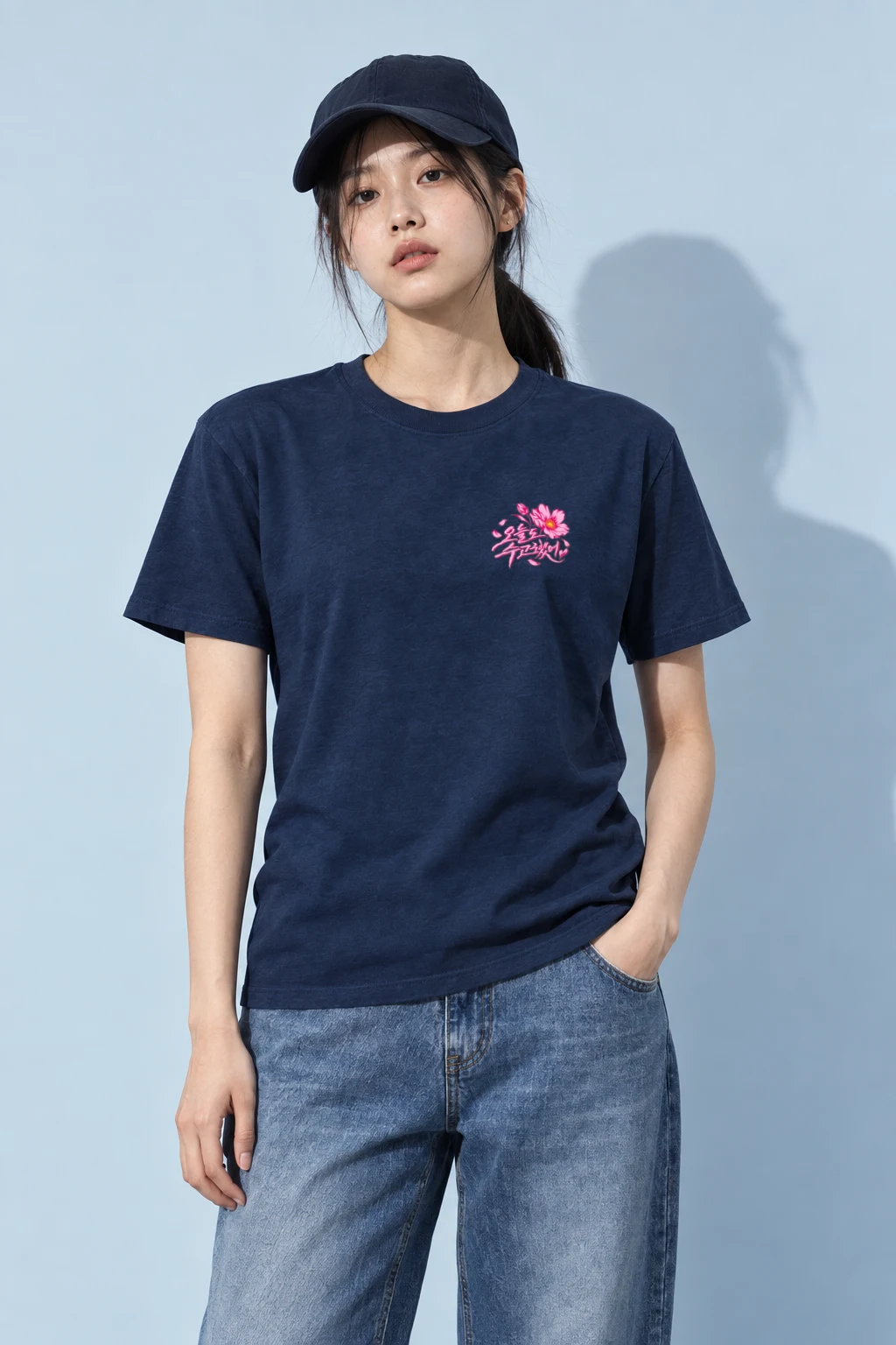 "Pink Cosmos Bouquet" Heavyweight Unisex Crewneck T-shirt | Gildan 5000