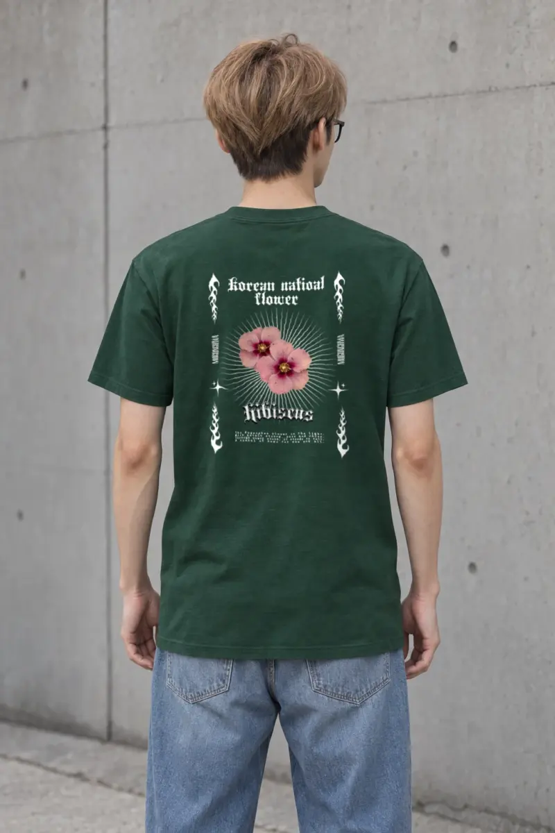 "Pink Hibiscus Flowers" Heavyweight Unisex Crewneck T-shirt