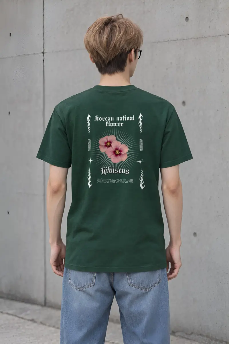"Pink Hibiscus Flowers" Heavyweight Unisex Crewneck T-shirt