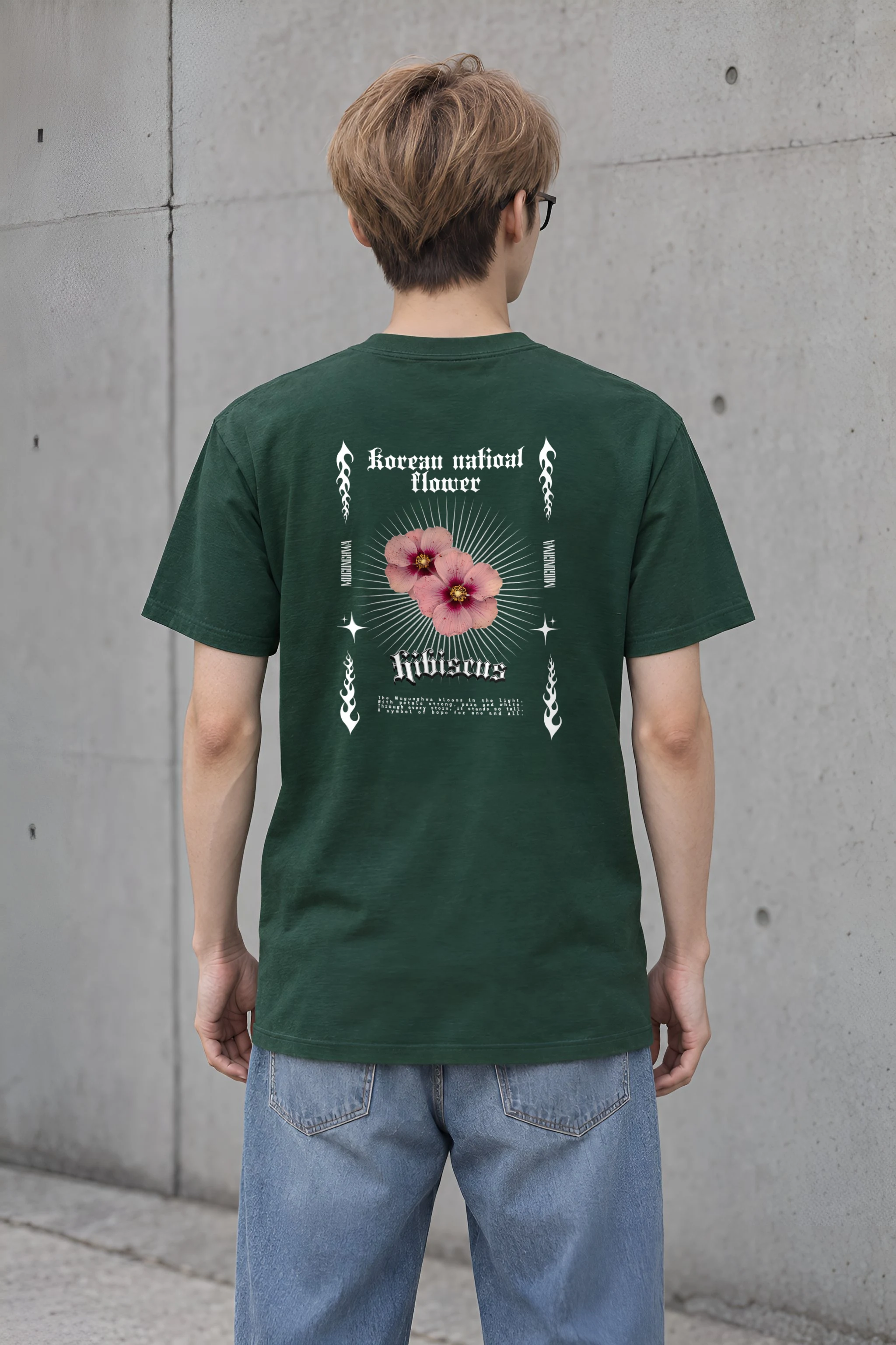 "Pink Hibiscus Flowers" Heavyweight Unisex Crewneck T-shirt