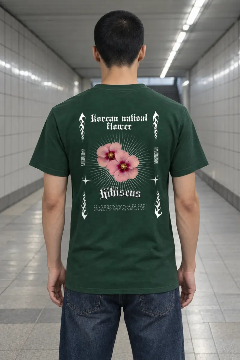 "Pink Hibiscus Flowers" Heavyweight Unisex Crewneck T-shirt | Gildan 5000