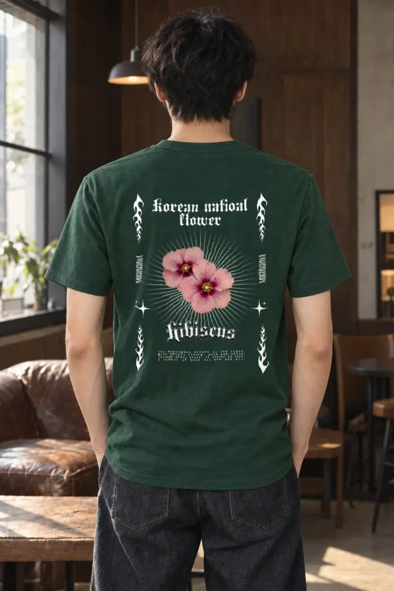 "Pink Hibiscus Flowers" Heavyweight Unisex Crewneck T-shirt