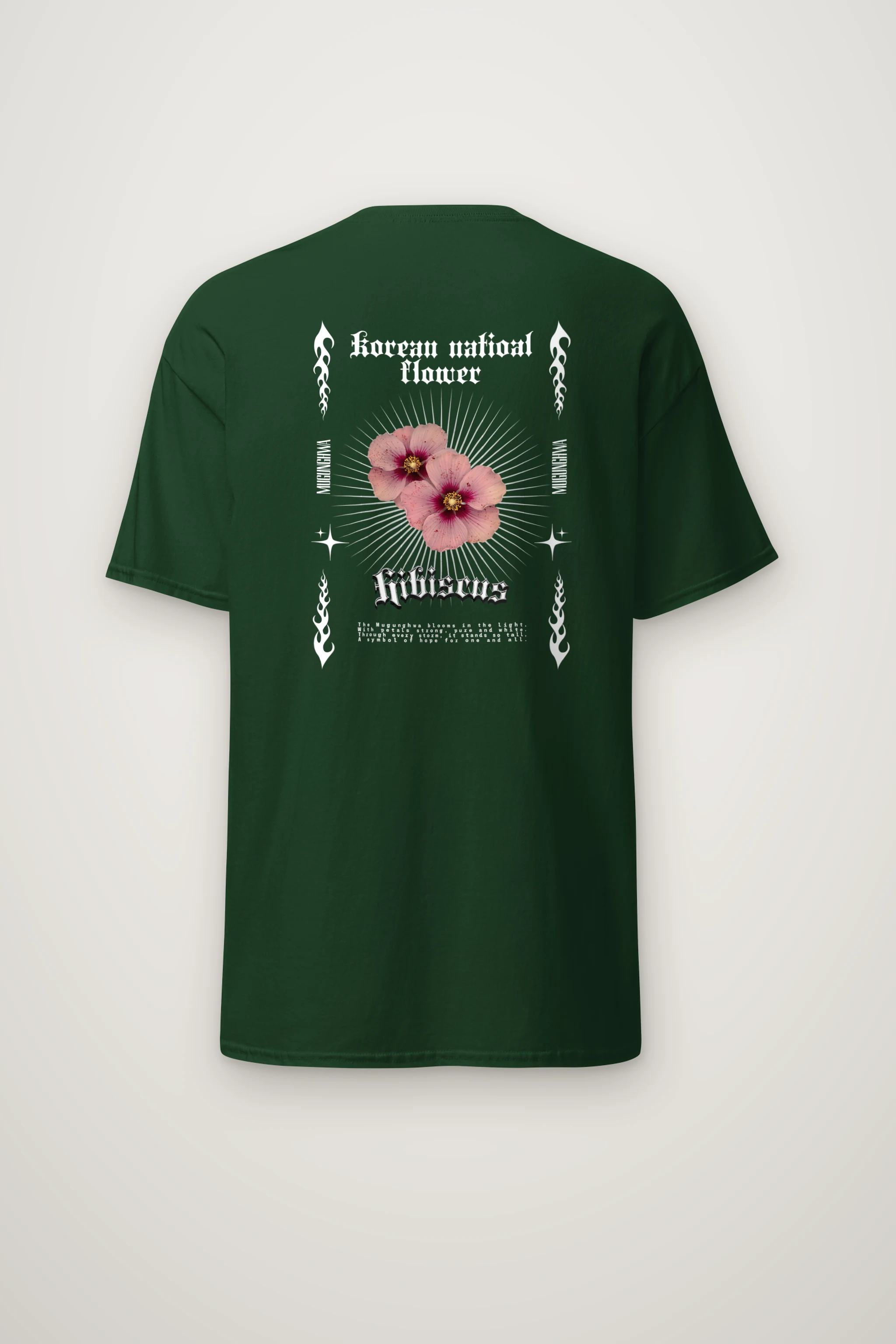 "Pink Hibiscus Flowers" Heavyweight Unisex Crewneck T-shirt
