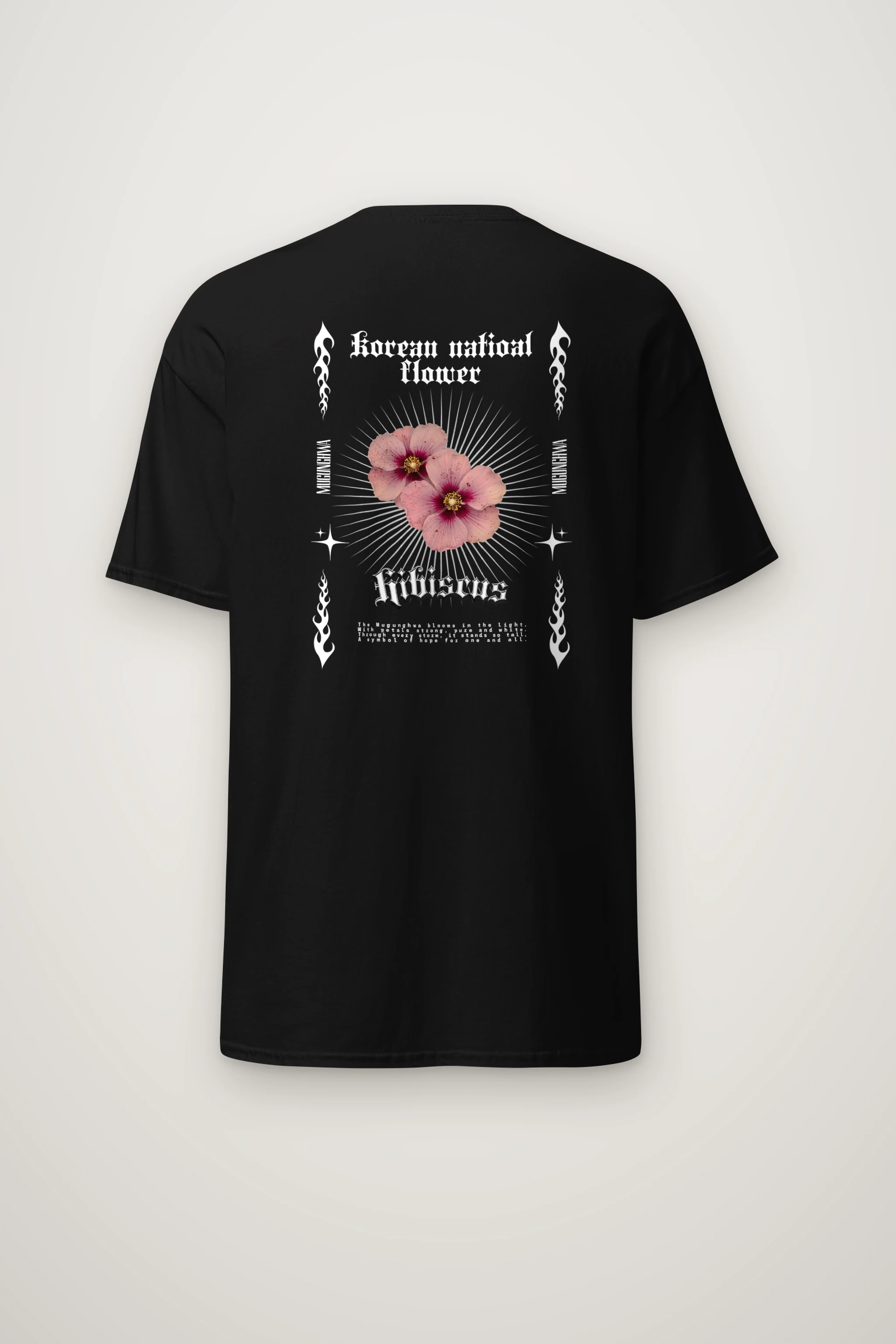"Pink Hibiscus Flowers" Heavyweight Unisex Crewneck T-shirt