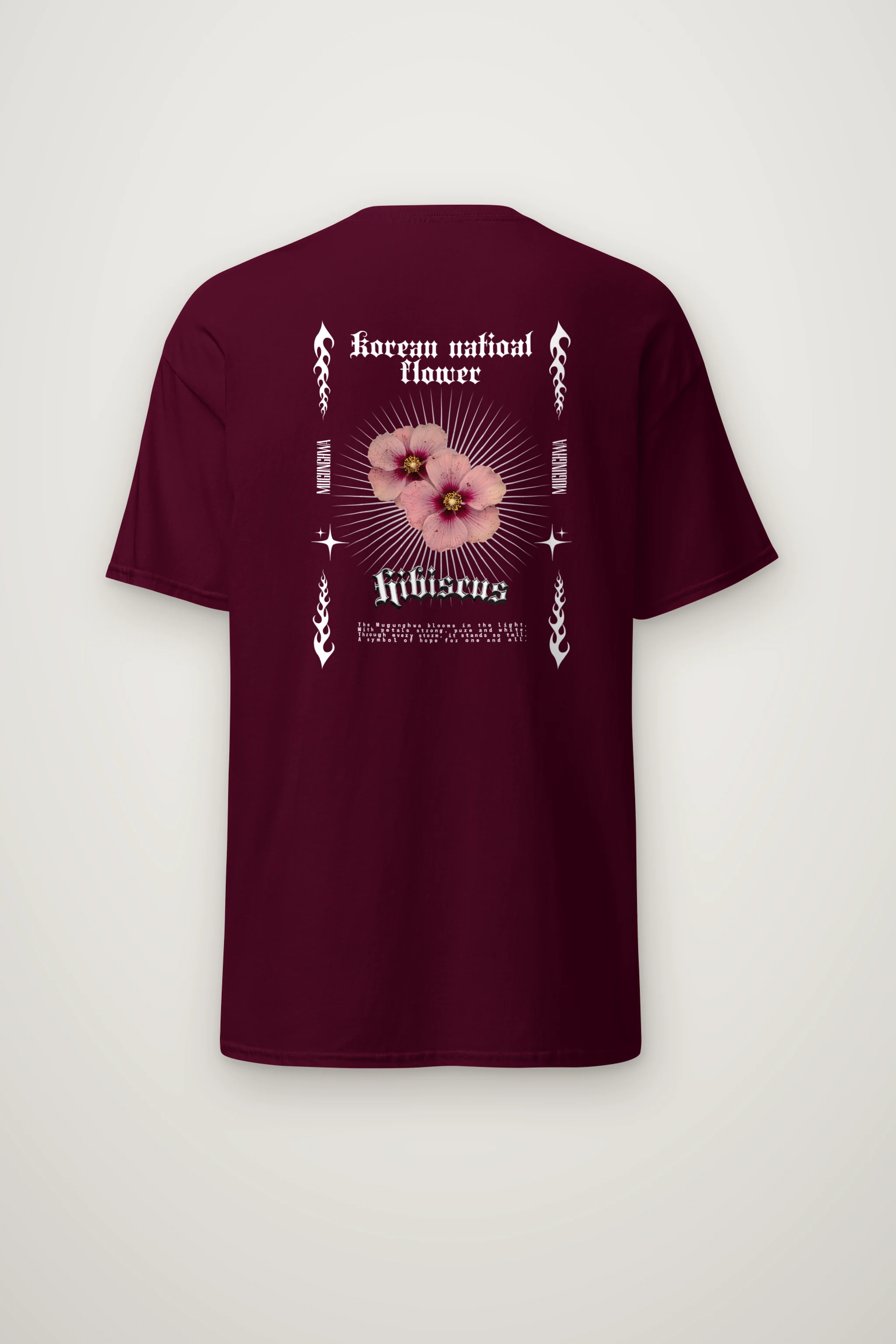 "Pink Hibiscus Flowers" Heavyweight Unisex Crewneck T-shirt