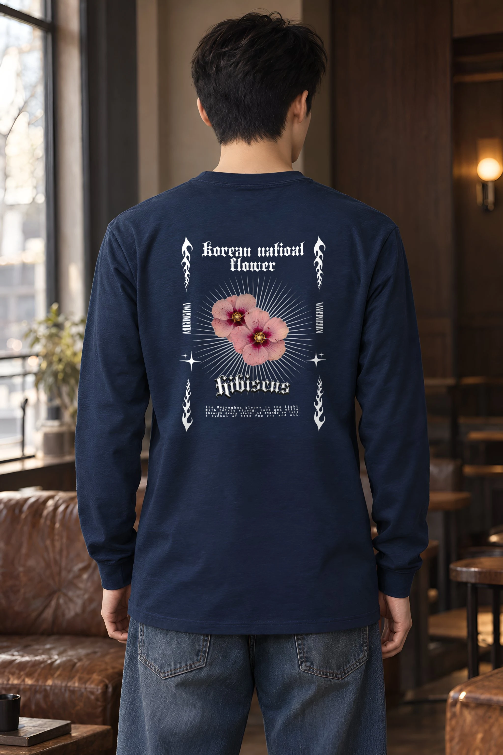 "Pink Hibiscus Flowers" Unisex Longsleeve T-shirt