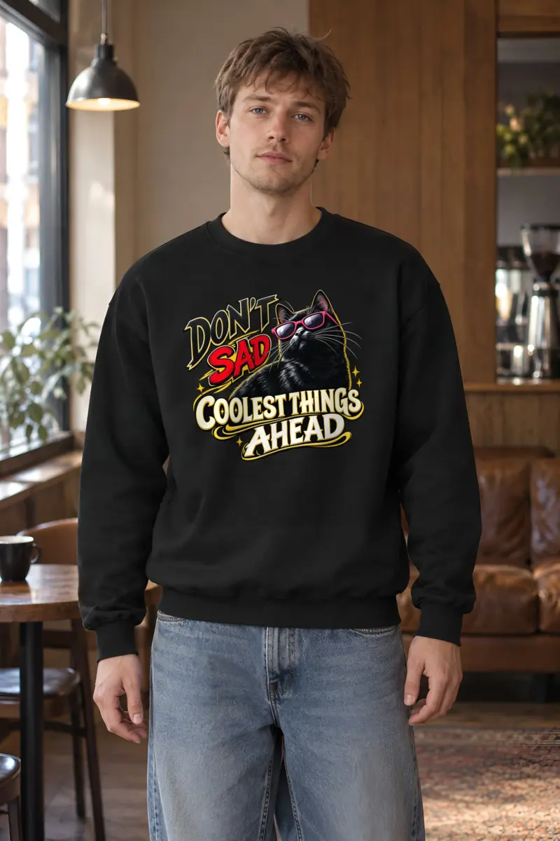 "Pink Shades Cat" Heavy Blend Unisex Crewneck Sweatshirt