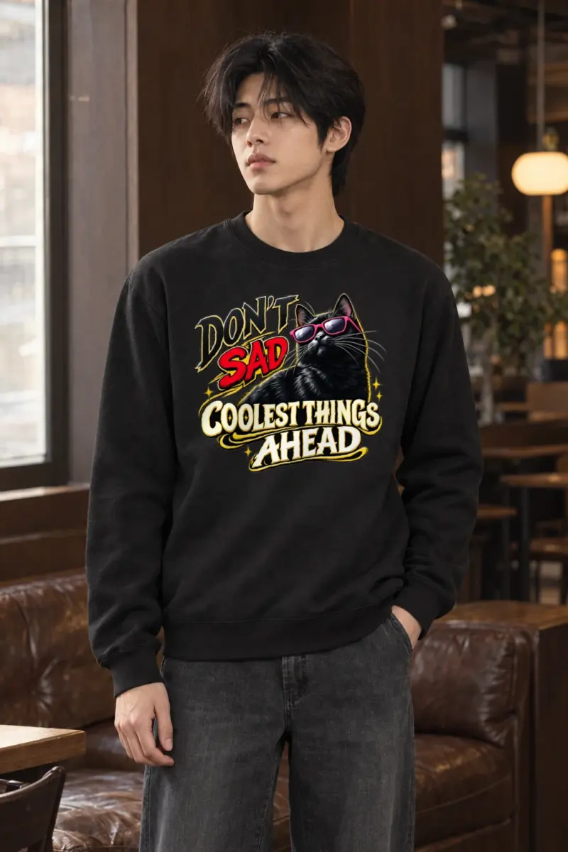 "Pink Shades Cat" Heavy Blend Unisex Crewneck Sweatshirt | Gildan 18000