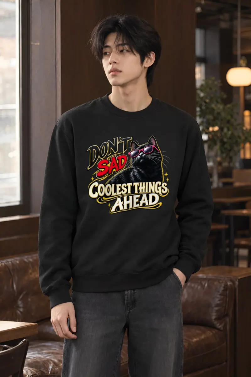 "Pink Shades Cat" Heavy Blend Unisex Crewneck Sweatshirt