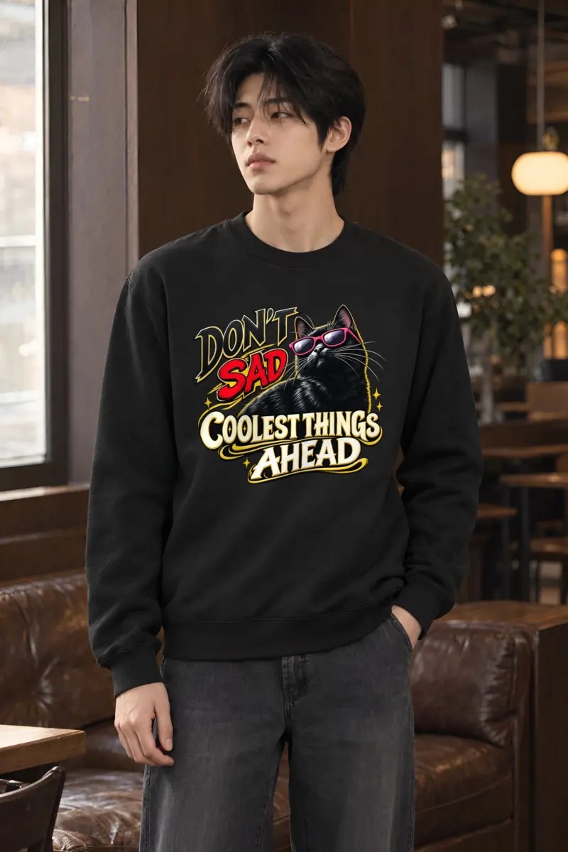"Pink Shades Cat" Heavy Blend Unisex Crewneck Sweatshirt