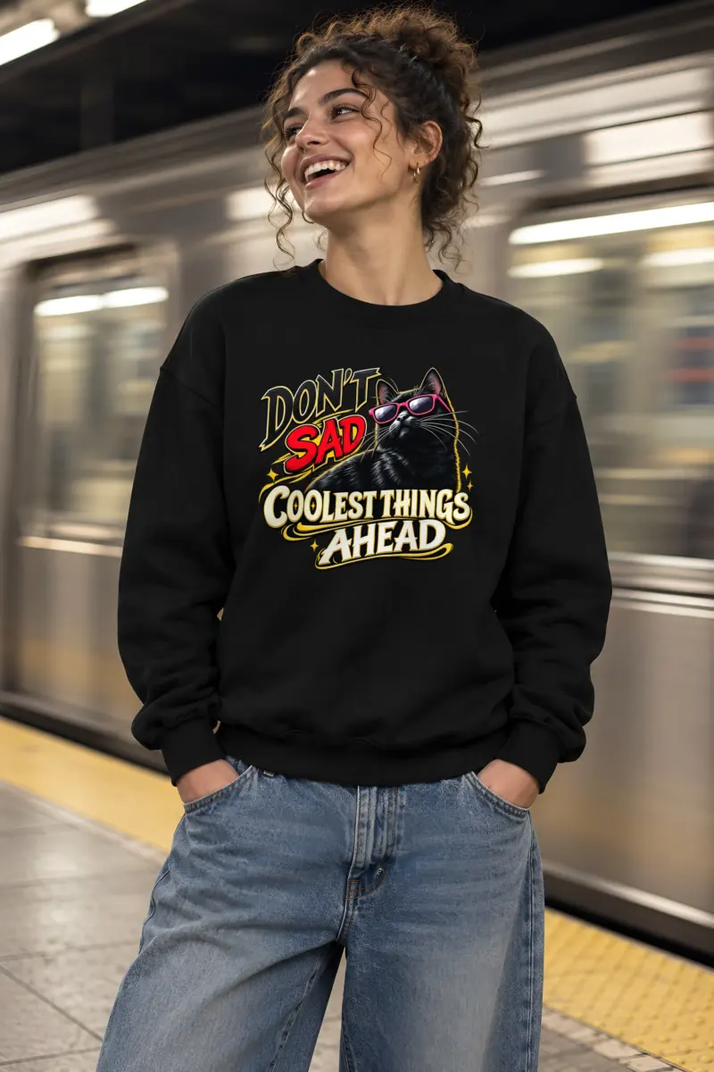"Pink Shades Cat" Heavy Blend Unisex Crewneck Sweatshirt