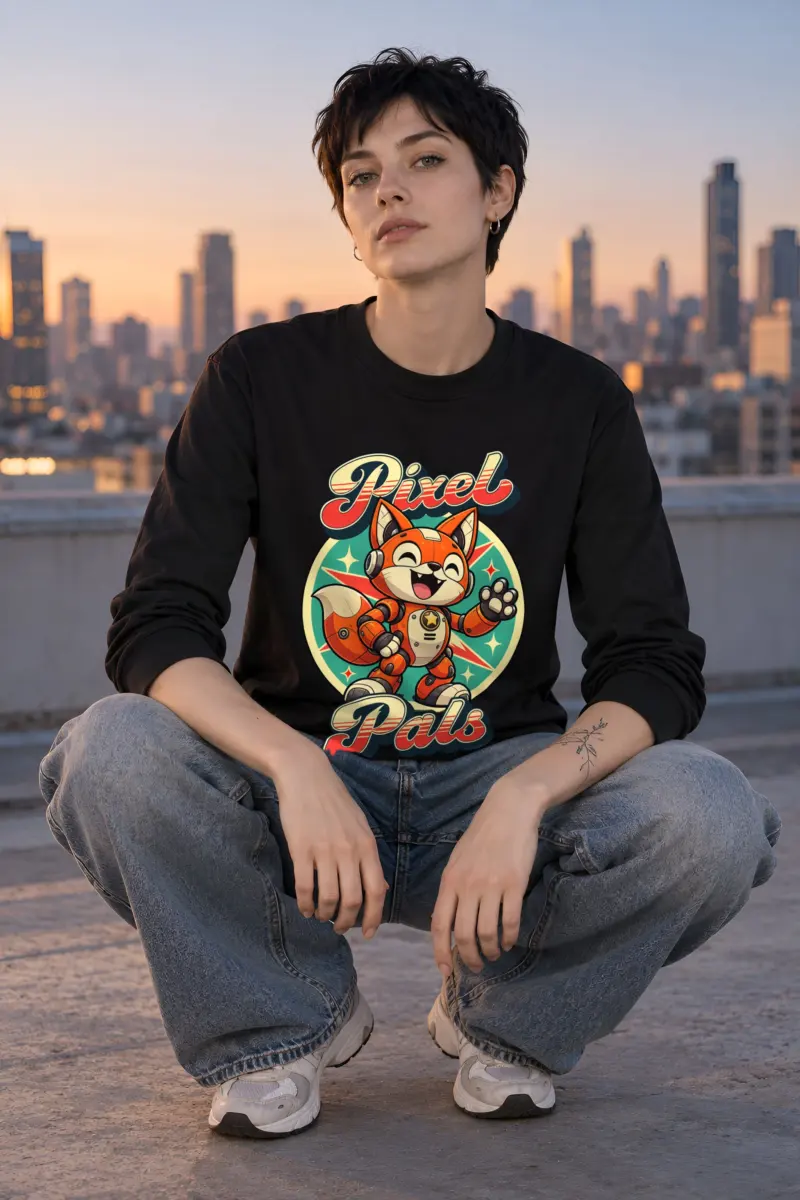 "Pixel Pals Fox" Unisex Longsleeve T-shirt