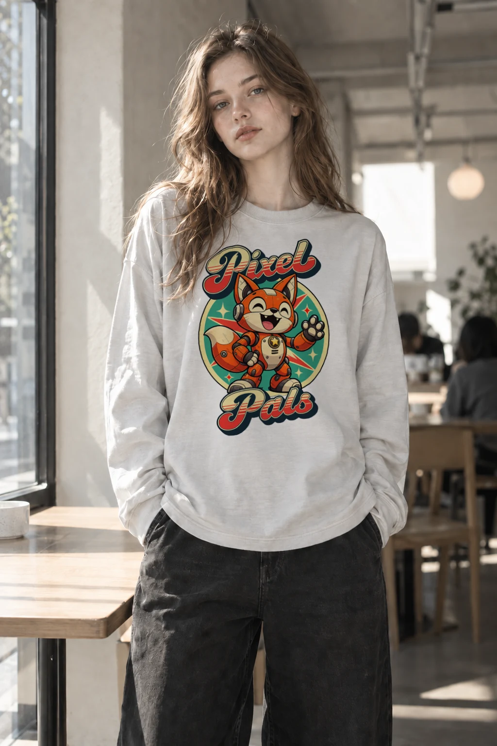 "Pixel Pals Fox" Unisex Longsleeve T-shirt | Gildan 2400