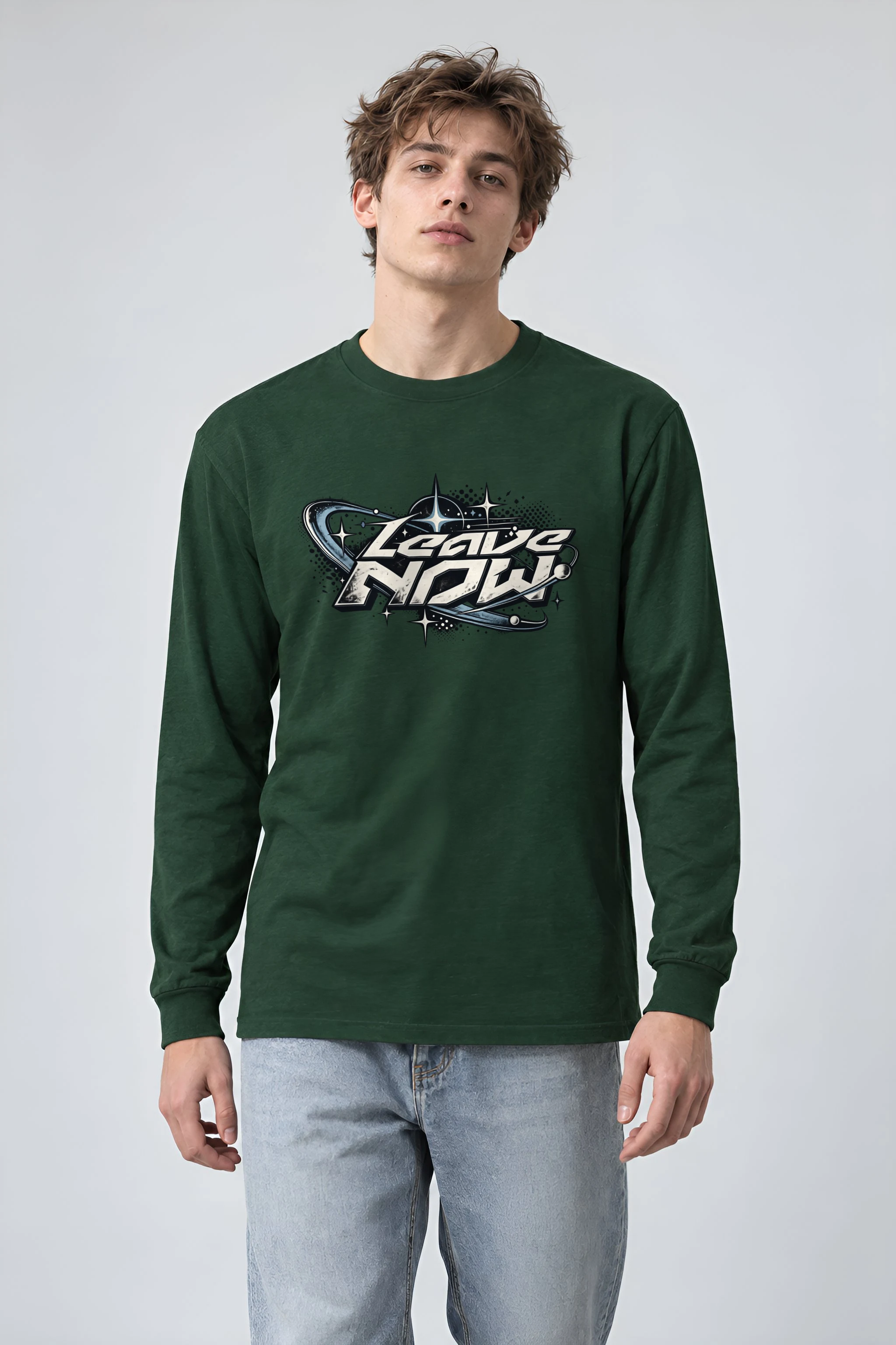 "Planetary Ring Typography" Unisex Longsleeve T-shirt