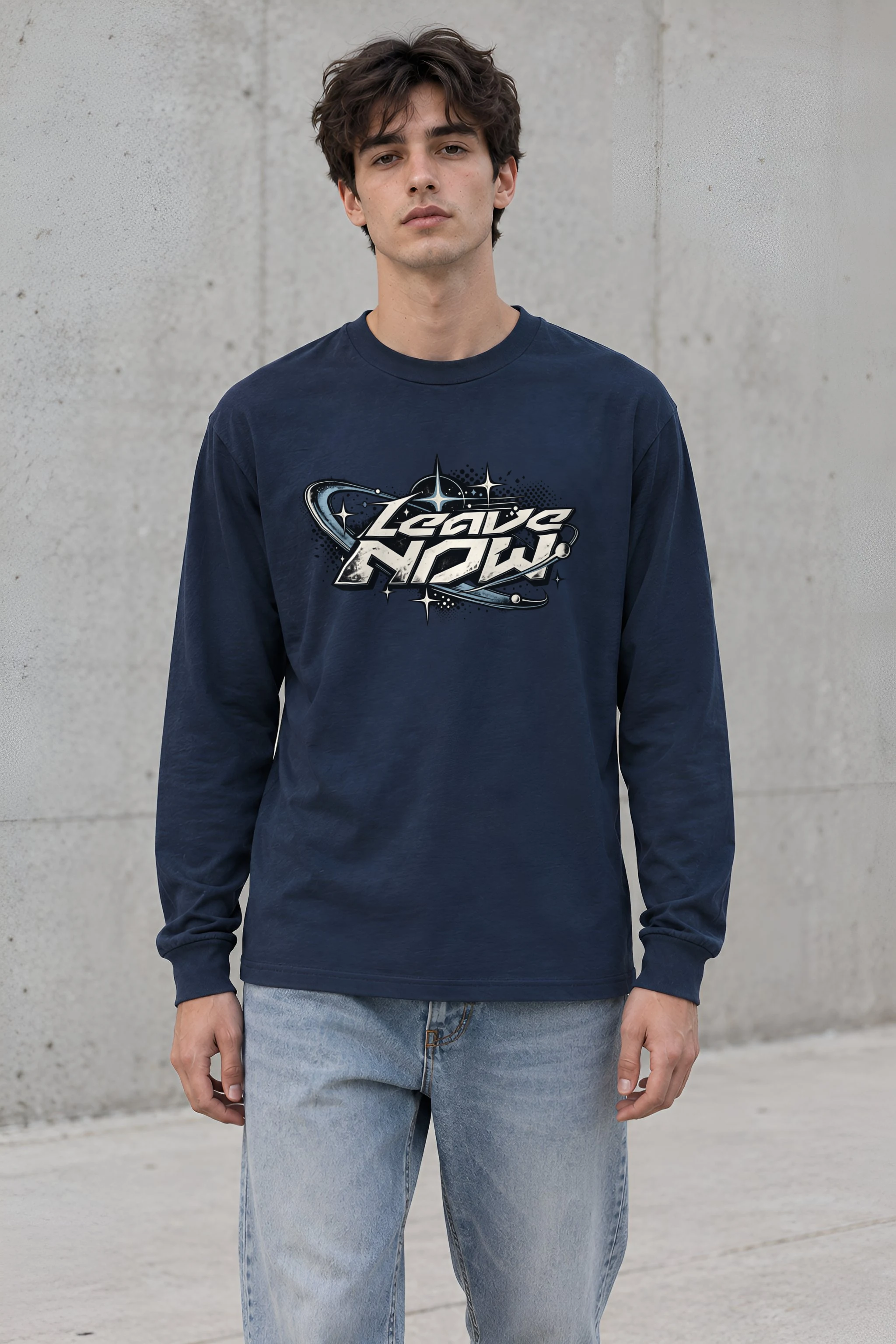 "Planetary Ring Typography" Unisex Longsleeve T-shirt