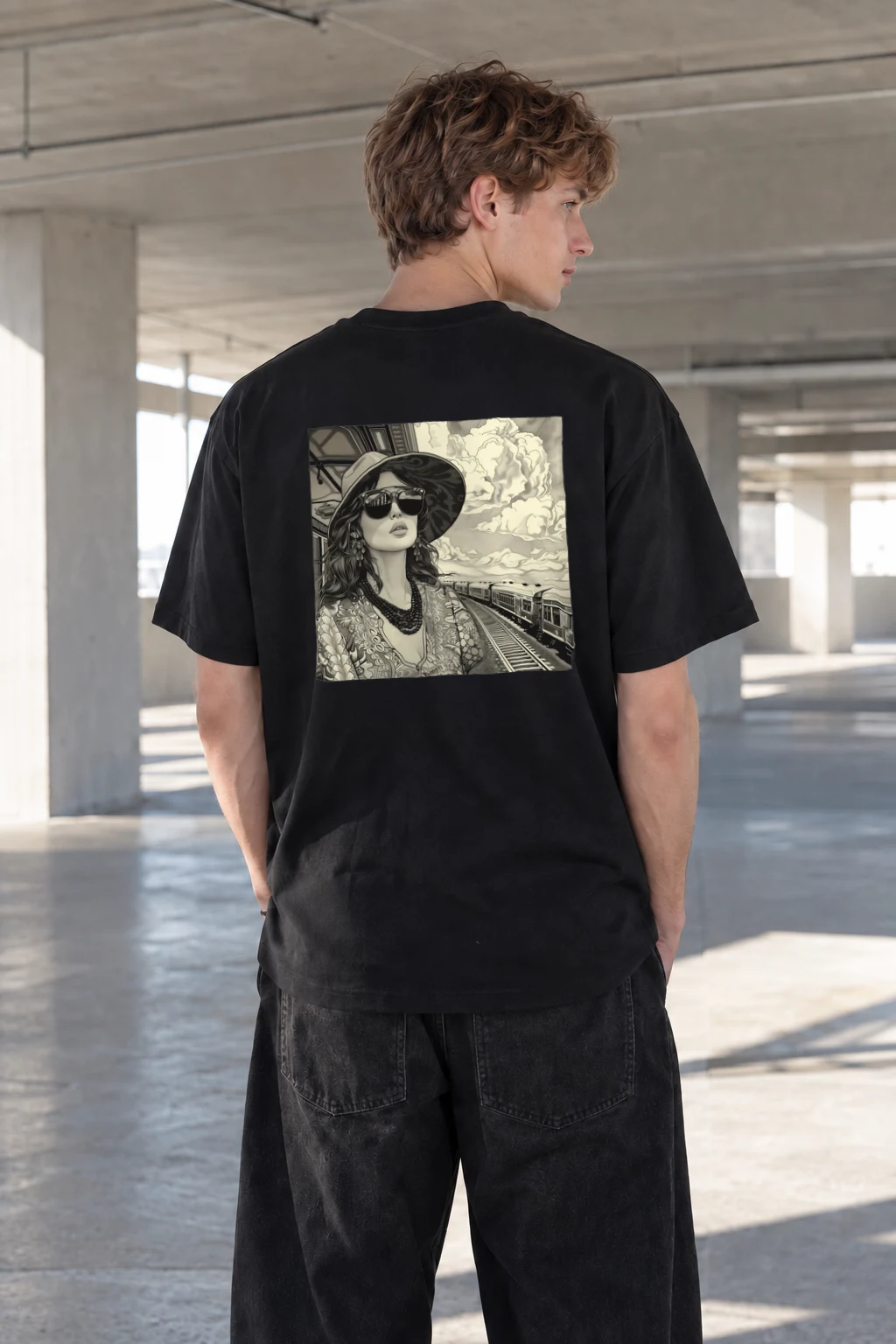 "Platform Shadows" Heavyweight Unisex Crewneck T-shirt | Gildan 5000