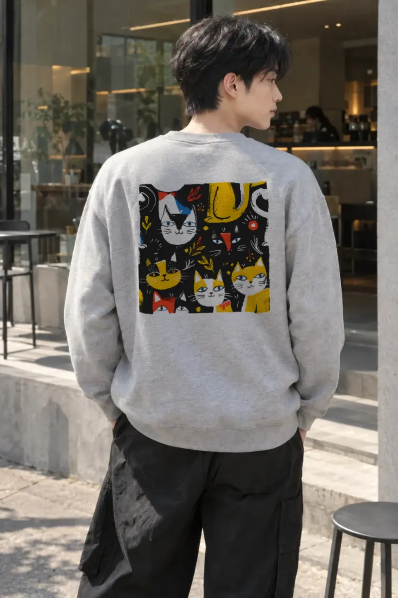 "Playful Cat Garden" Heavy Blend Unisex Crewneck Sweatshirt | Gildan 18000