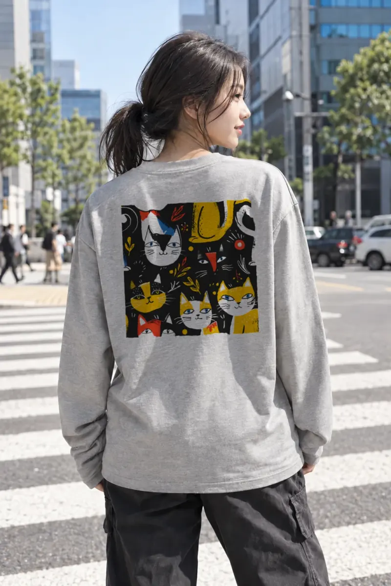"Playful Cat Garden" Unisex Longsleeve T-shirt | Gildan 2400