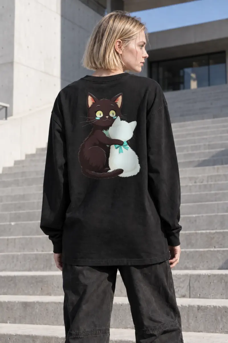 “Playful Cat Hug” Unisex Longsleeve T-shirt | Gildan 2400