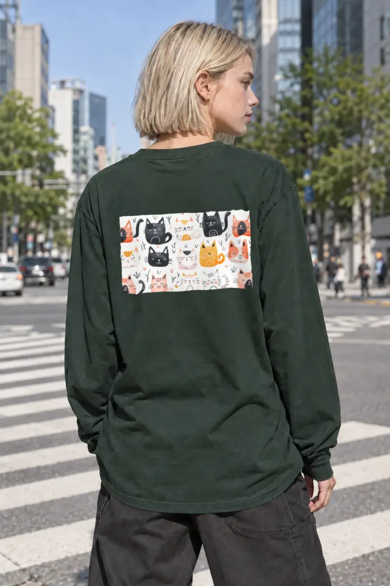 “Playful Cat Parade” Unisex Longsleeve T-shirt | Gildan 2400