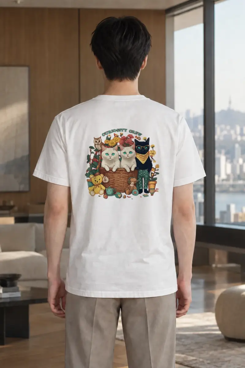 "Playroom Cat Parade" Heavyweight Unisex Crewneck T-shirt | Gildan 5000
