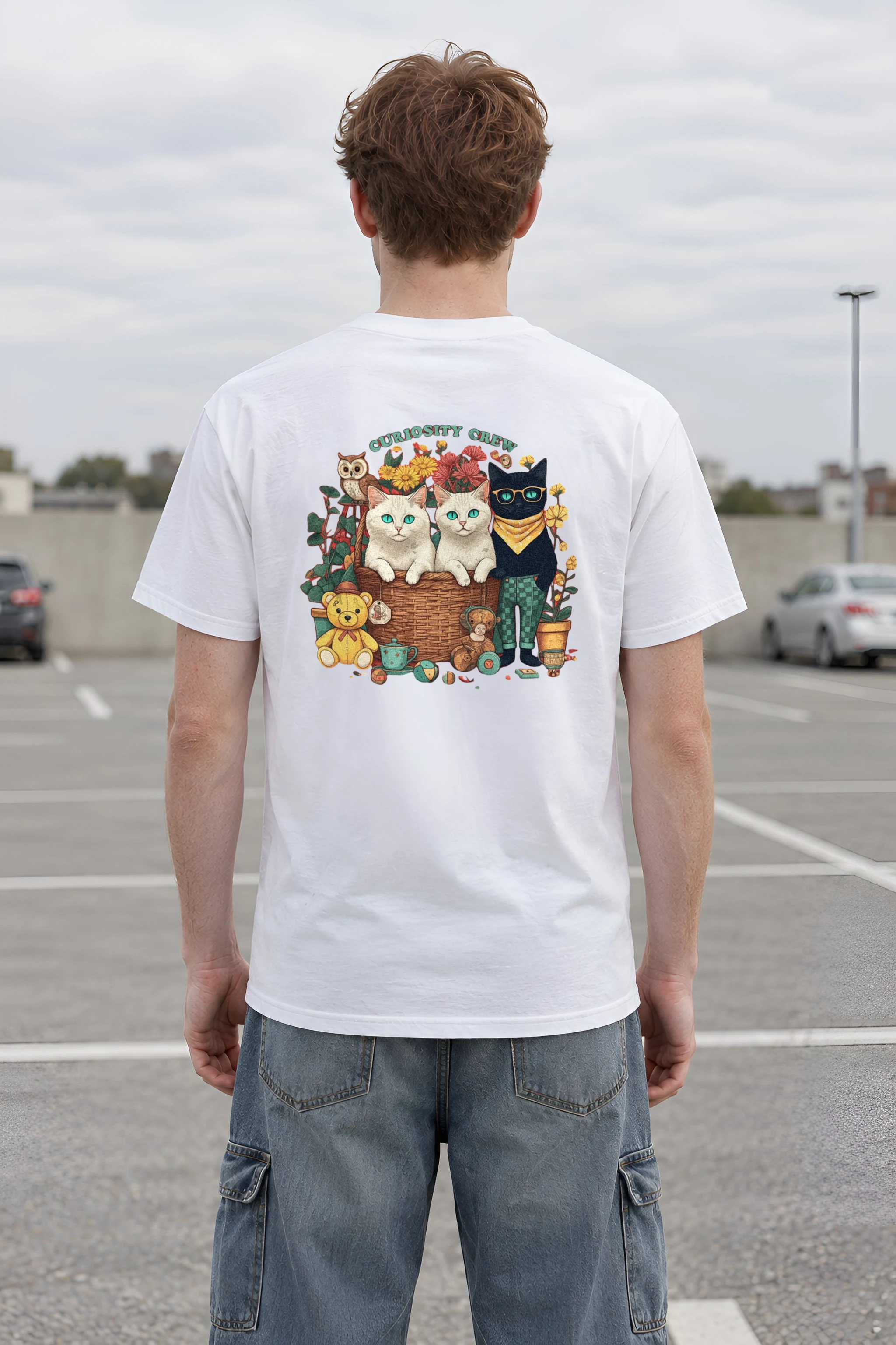 "Playroom Cat Parade" Heavyweight Unisex Crewneck T-shirt