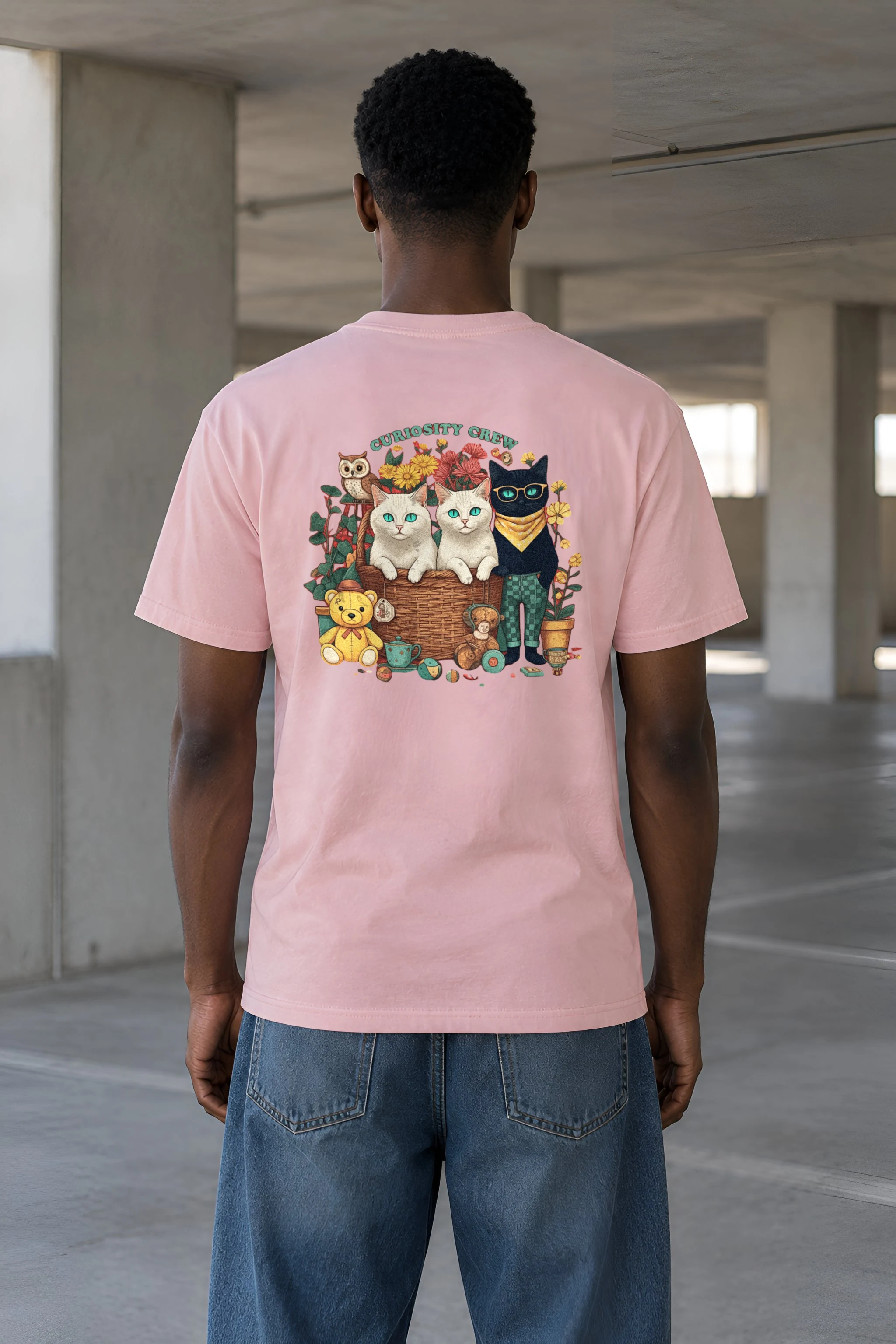 "Playroom Cat Parade" Heavyweight Unisex Crewneck T-shirt