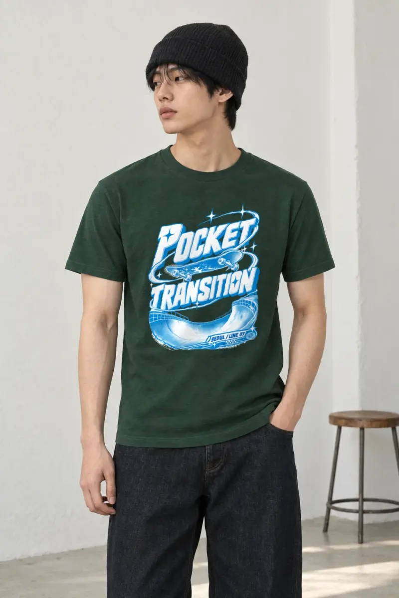 "Pocket Transition Seoul" Heavyweight Unisex Crewneck T-shirt