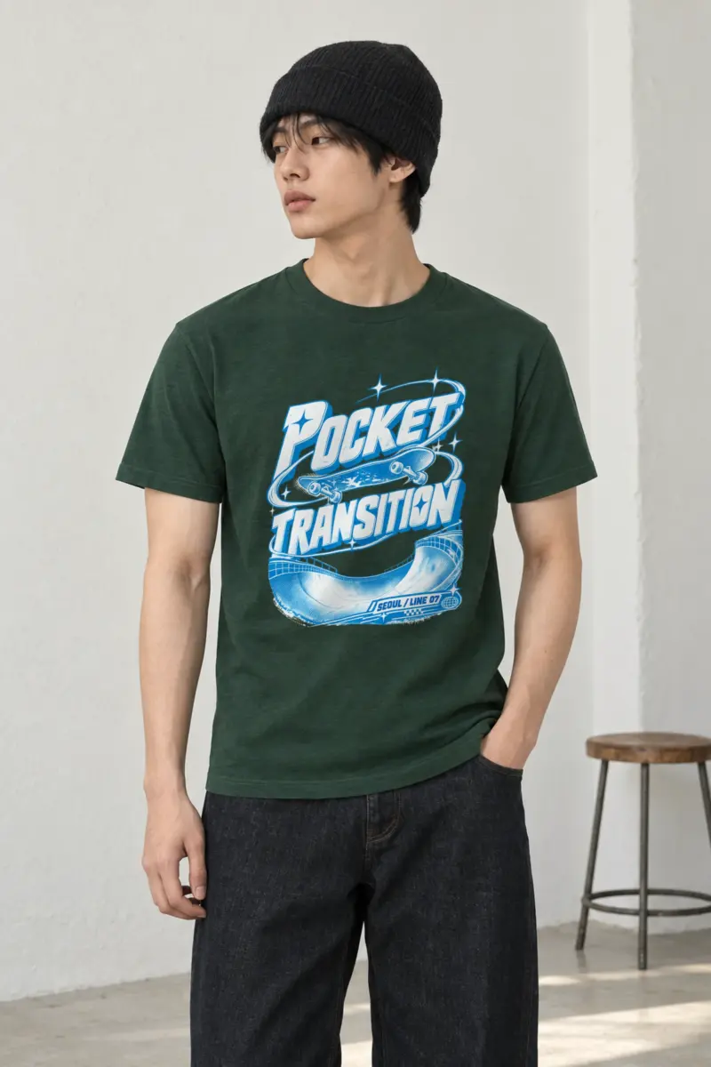 "Pocket Transition Seoul" Heavyweight Unisex Crewneck T-shirt