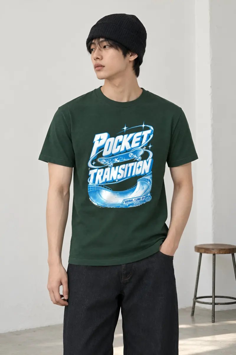 "Pocket Transition Seoul" Heavyweight Unisex Crewneck T-shirt