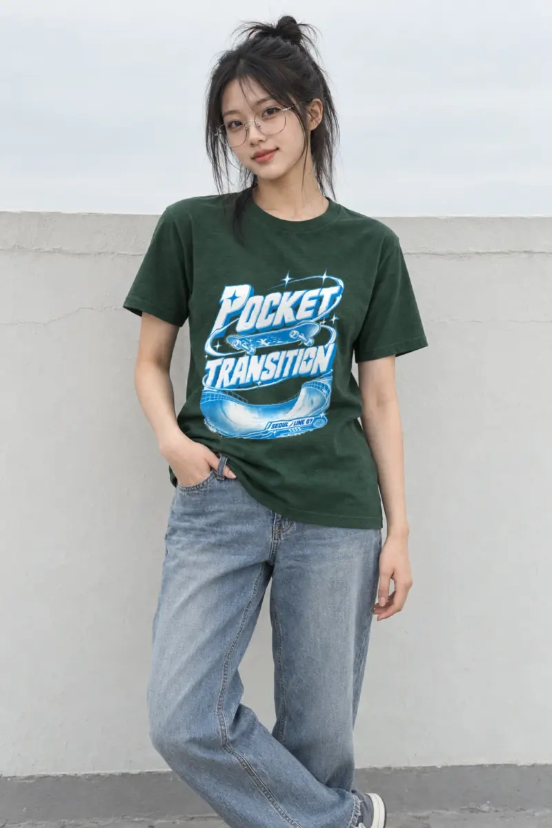 "Pocket Transition Seoul" Heavyweight Unisex Crewneck T-shirt