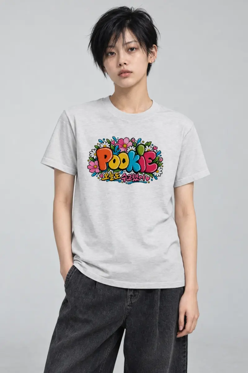 "Pookie 오늘도 수고했어" Heavyweight Unisex Crewneck T-shirt