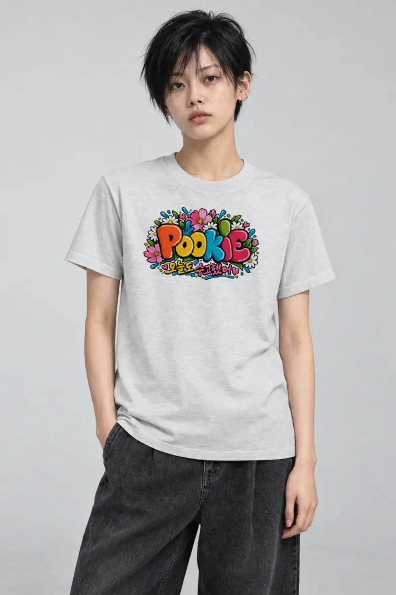 "Pookie 오늘도 수고했어" Heavyweight Unisex Crewneck T-shirt