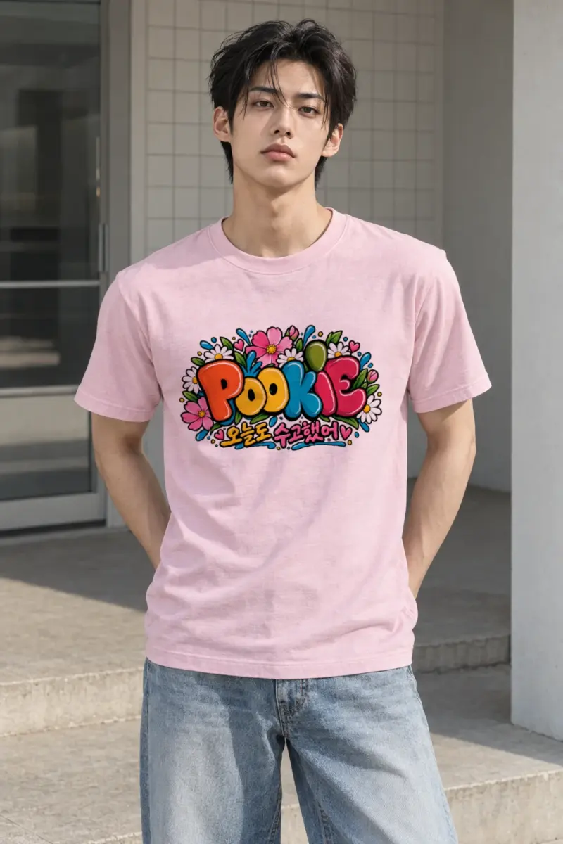 "Pookie 오늘도 수고했어" Heavyweight Unisex Crewneck T-shirt