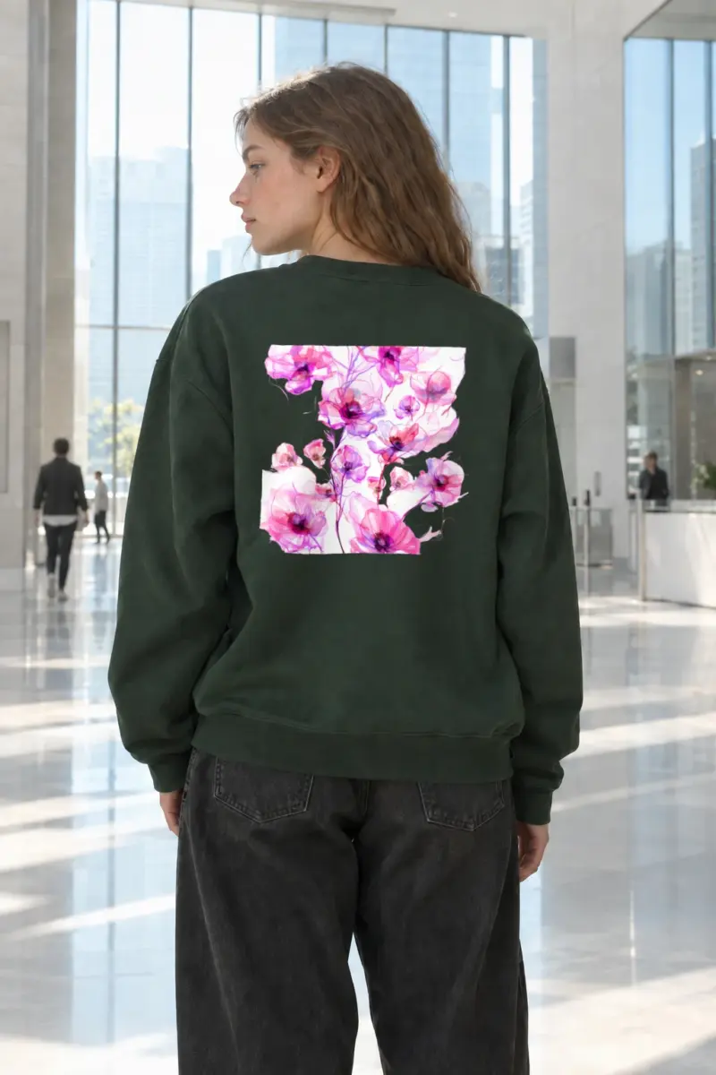"Poppy Ink Bloom" Heavy Blend Unisex Crewneck Sweatshirt | Gildan 18000