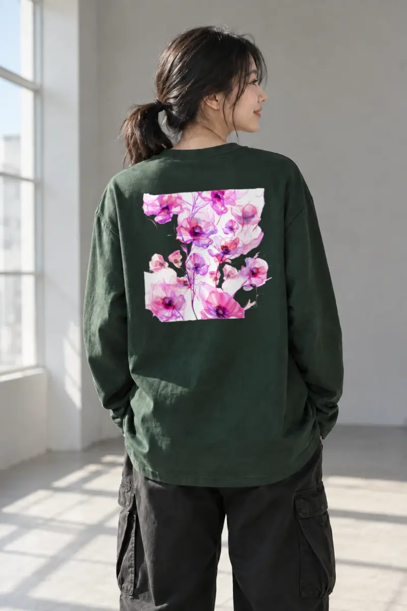 "Poppy Ink Bloom" Unisex Longsleeve T-shirt | Gildan 2400