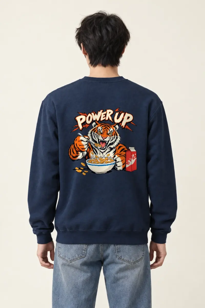 "Power Up Tiger" Heavy Blend Unisex Crewneck Sweatshirt | Gildan 18000