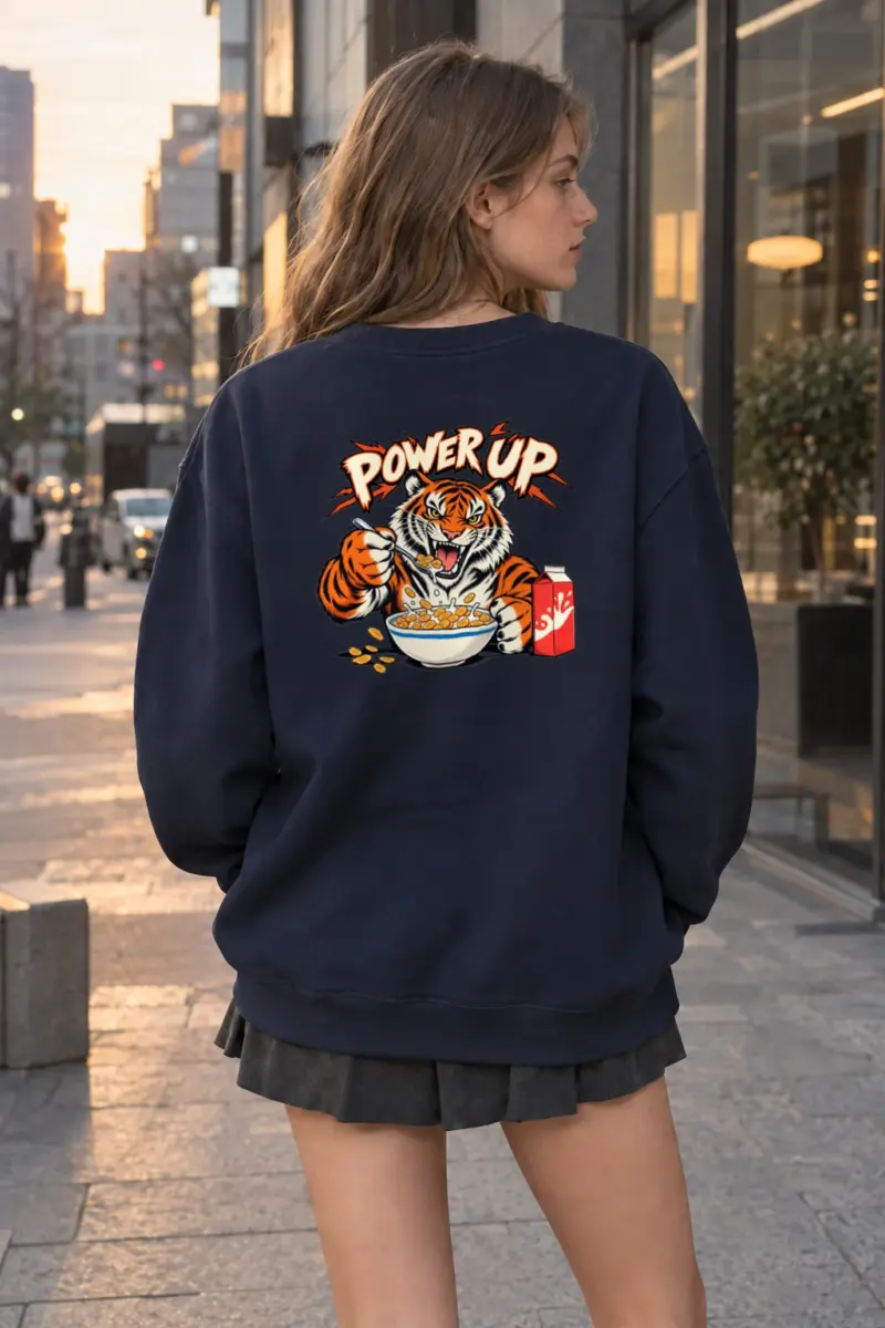 "Power Up Tiger" Heavy Blend Unisex Crewneck Sweatshirt | Gildan 18000